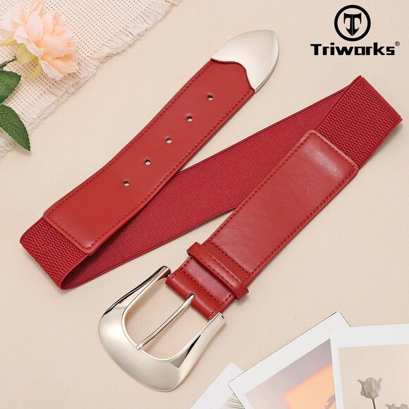Women Wide Elastic Waist Belt For Dresses Fashion Silver Buckle Wide 4671 - Picture 7 of 7